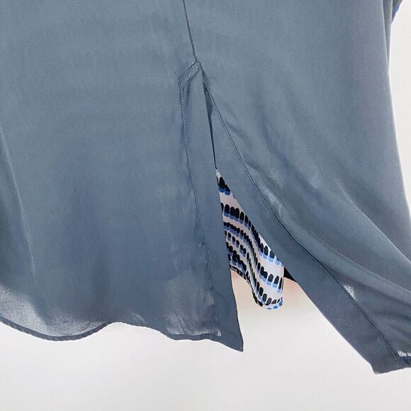 Lane Bryant Plus Size 18 20 Printed Short Sleeve Blouse Top Black Blue White - Picture 3 of 6